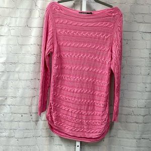 Lauren Ralph Lauren pink cable knit round hem XL sweater